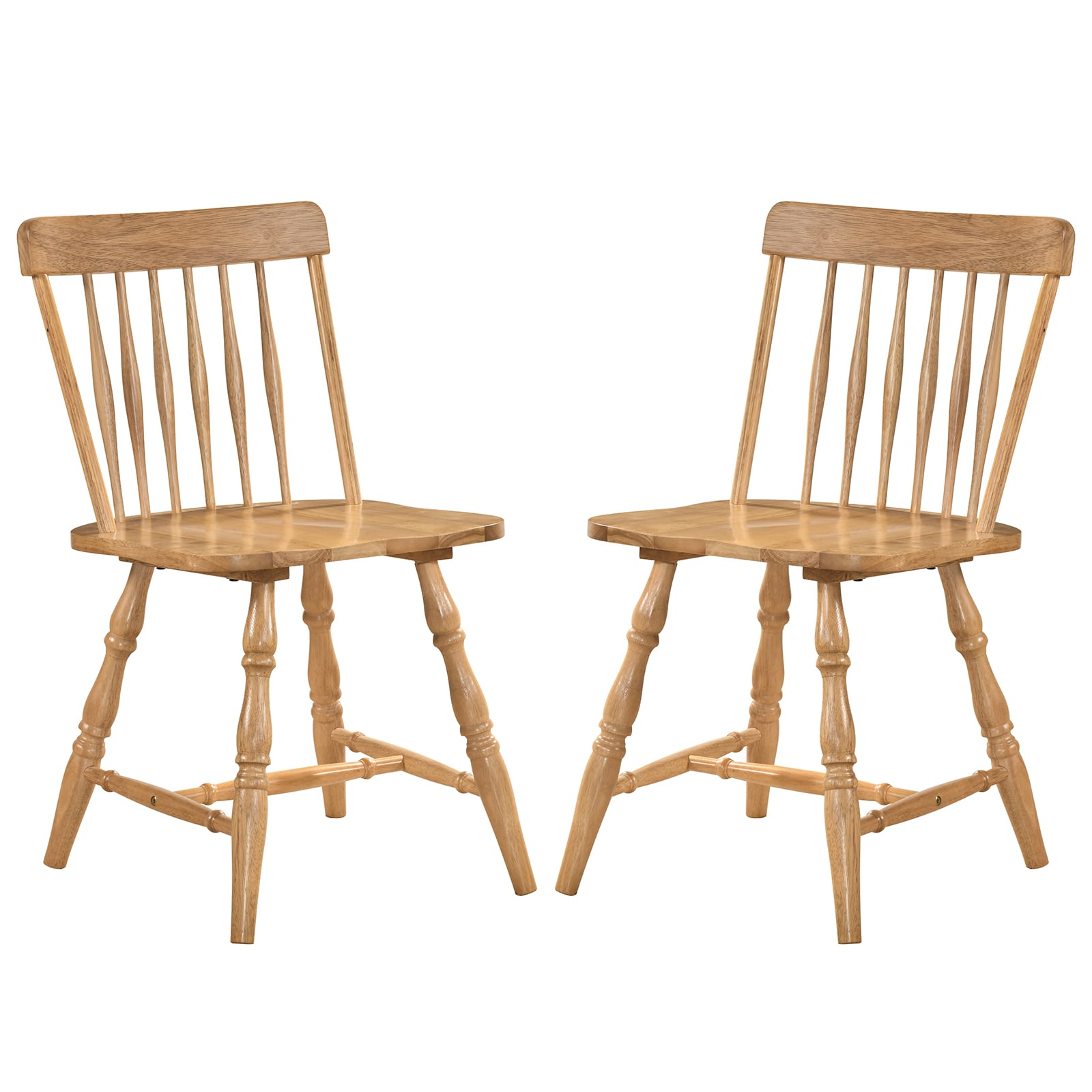 Dining Chairs Set Of 2, Curved Spindle Back, Natural Dining Chairs Natural at Gallery Canada