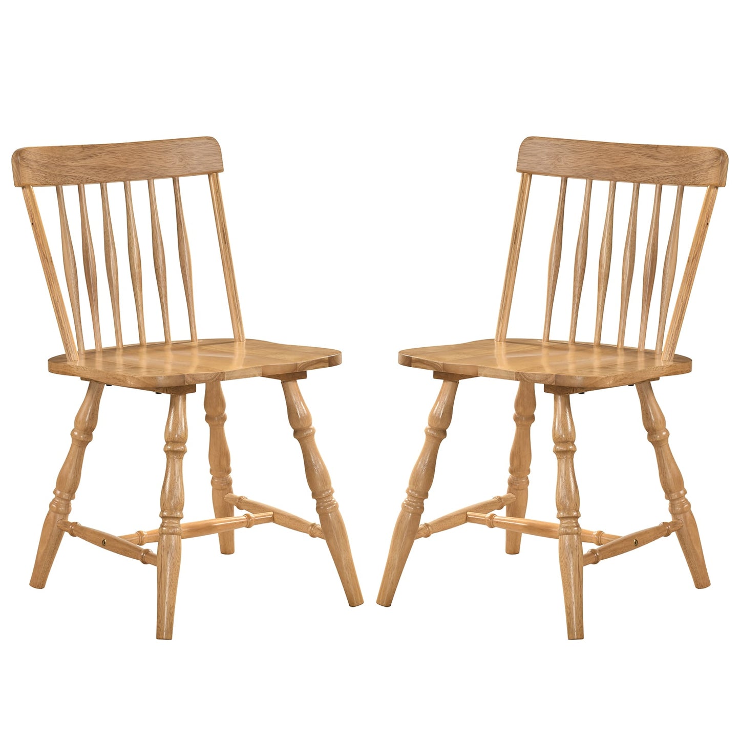 Dining Chairs Set Of 2, Curved Spindle Back, Natural Dining Chairs Natural at Gallery Canada