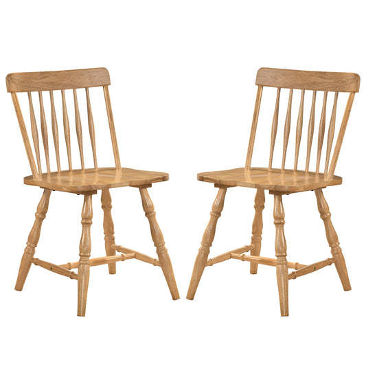 Dining Chairs Set Of 2, Curved Spindle Back, Natural Dining Chairs Natural at Gallery Canada