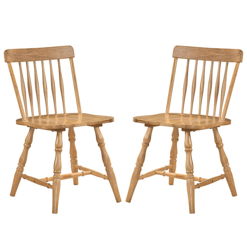Dining Chairs Set Of 2, Curved Spindle Back, Natural