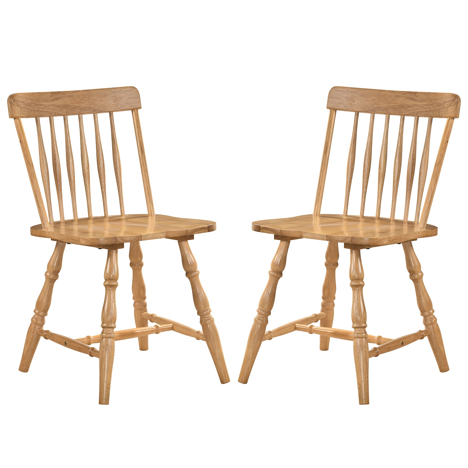 Dining Chairs Set Of 2, Curved Spindle Back, Natural Dining Chairs Natural at Gallery Canada
