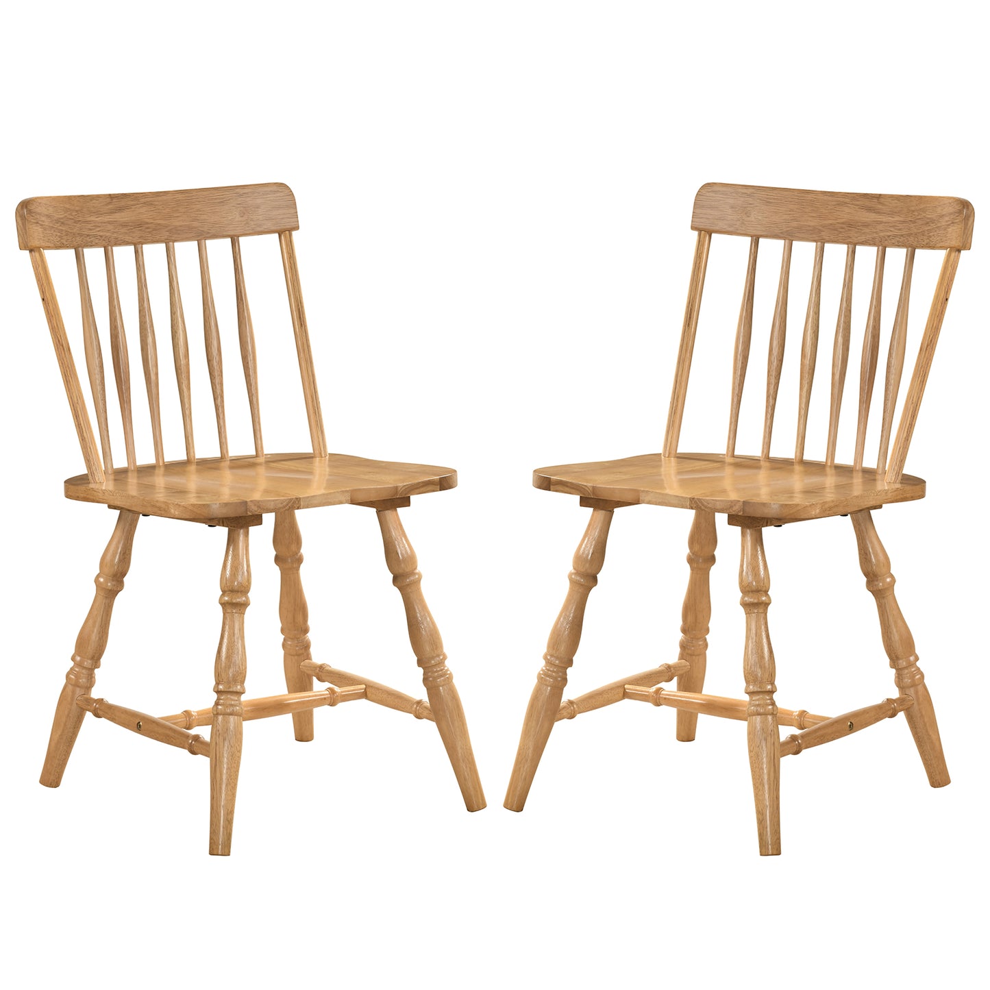 Dining Chairs Set Of 2, Curved Spindle Back, Natural Dining Chairs Natural at Gallery Canada