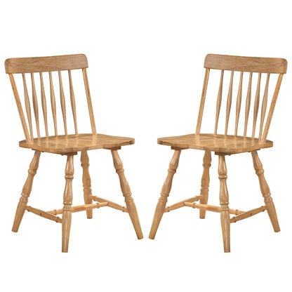 Dining Chairs Set Of 2, Curved Spindle Back, Natural Dining Chairs Natural at Gallery Canada