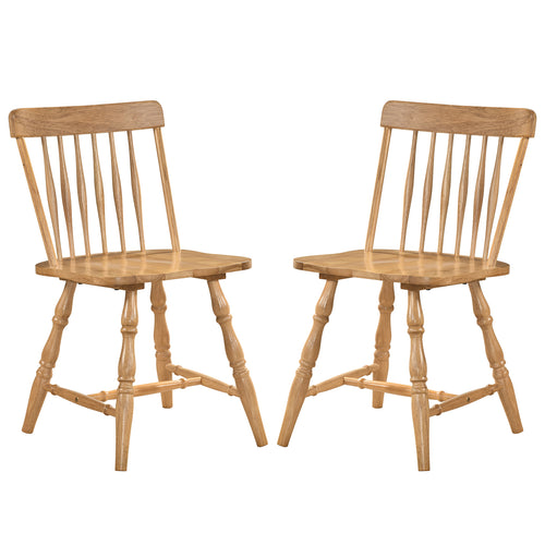 Dining Chairs Set Of 2, Curved Spindle Back, Natural