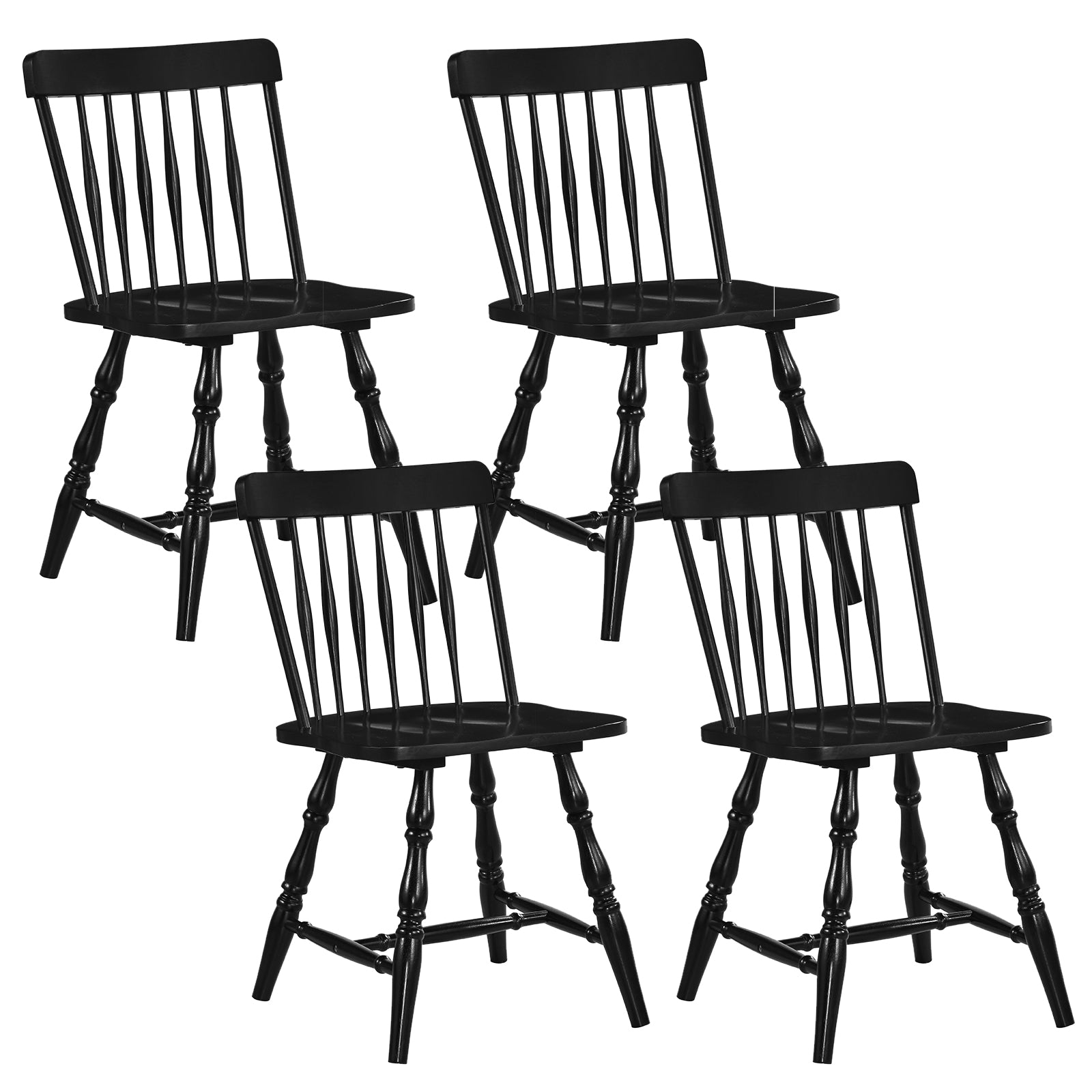 Dining Chairs Set Of 4, Curved Spindle Back, Black Dining Chairs Black at Gallery Canada
