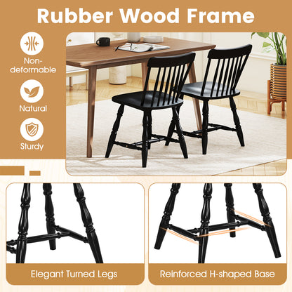 Dining Chairs Set Of 4, Curved Spindle Back, Black Dining Chairs at Gallery Canada