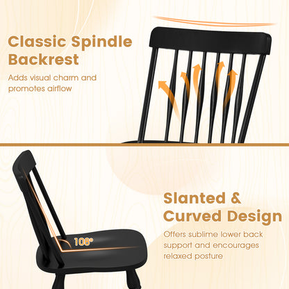 Dining Chairs Set Of 4, Curved Spindle Back, Black Dining Chairs at Gallery Canada