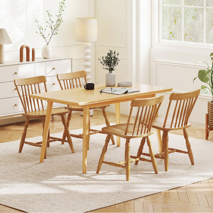 Dining Chairs Set Of 4, Curved Spindle Back, Natural Dining Chairs at Gallery Canada