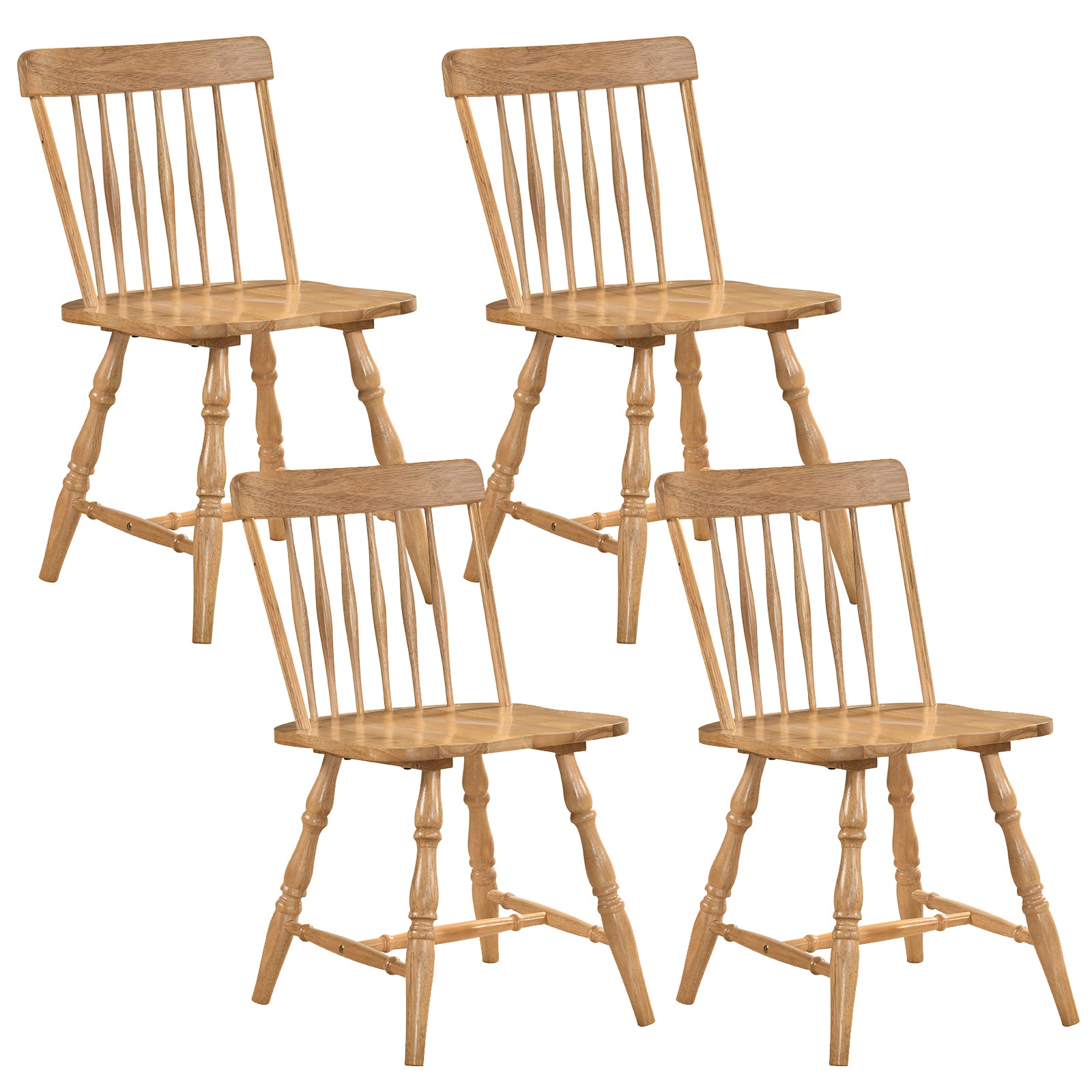 Dining Chairs Set Of 4, Curved Spindle Back, Natural Dining Chairs Natural at Gallery Canada