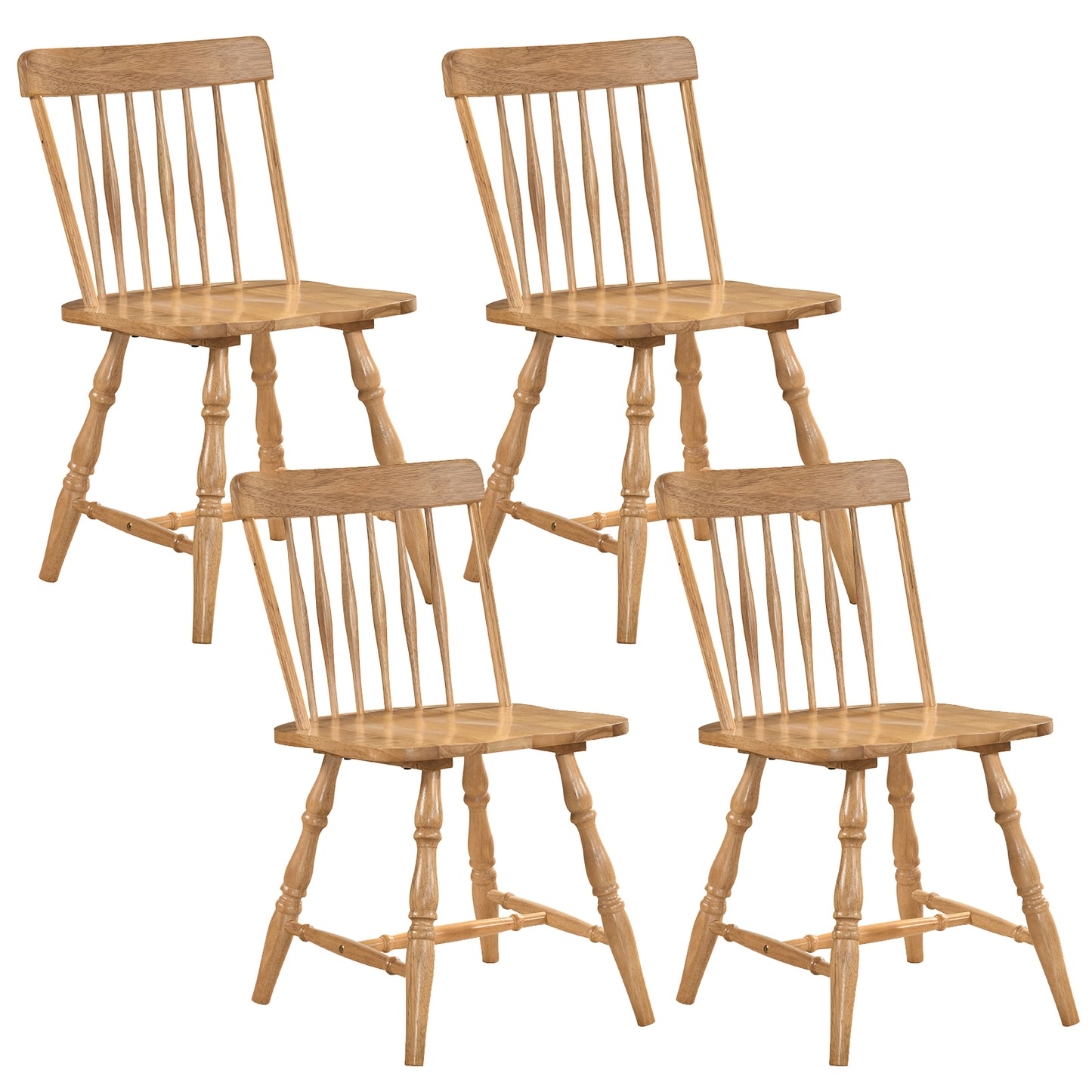 Dining Chairs Set Of 4, Curved Spindle Back, Natural Dining Chairs Natural at Gallery Canada