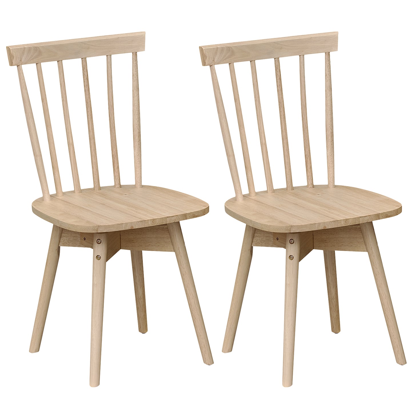 Mid Century Rubber Wood Dining Chairs, Set Of 2, Natural Dining Chairs Natural at Gallery Canada