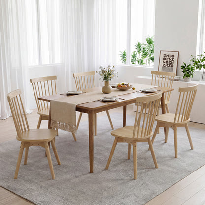 Mid Century Rubber Wood Dining Chairs, Set Of 2, Natural Dining Chairs at Gallery Canada