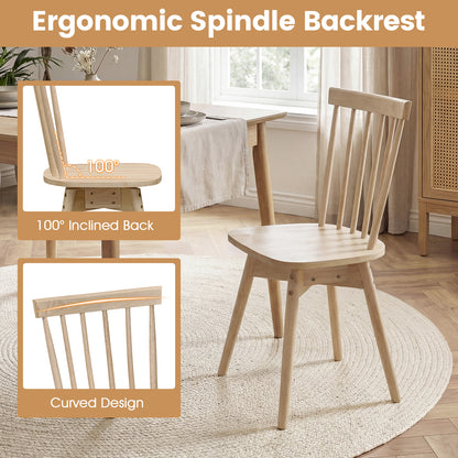 Mid Century Rubber Wood Dining Chairs, Set Of 2, Natural Dining Chairs at Gallery Canada