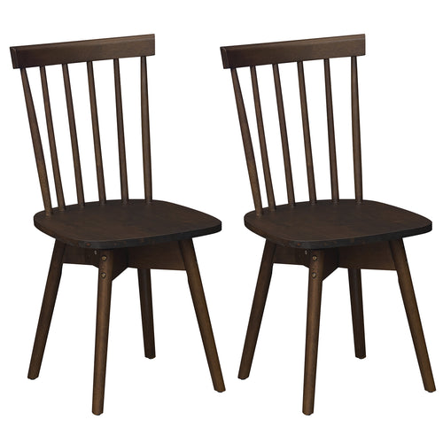 Mid Century Dining Chairs, Set Of 2, Rubber Wood, Swivel Seat, Walnut