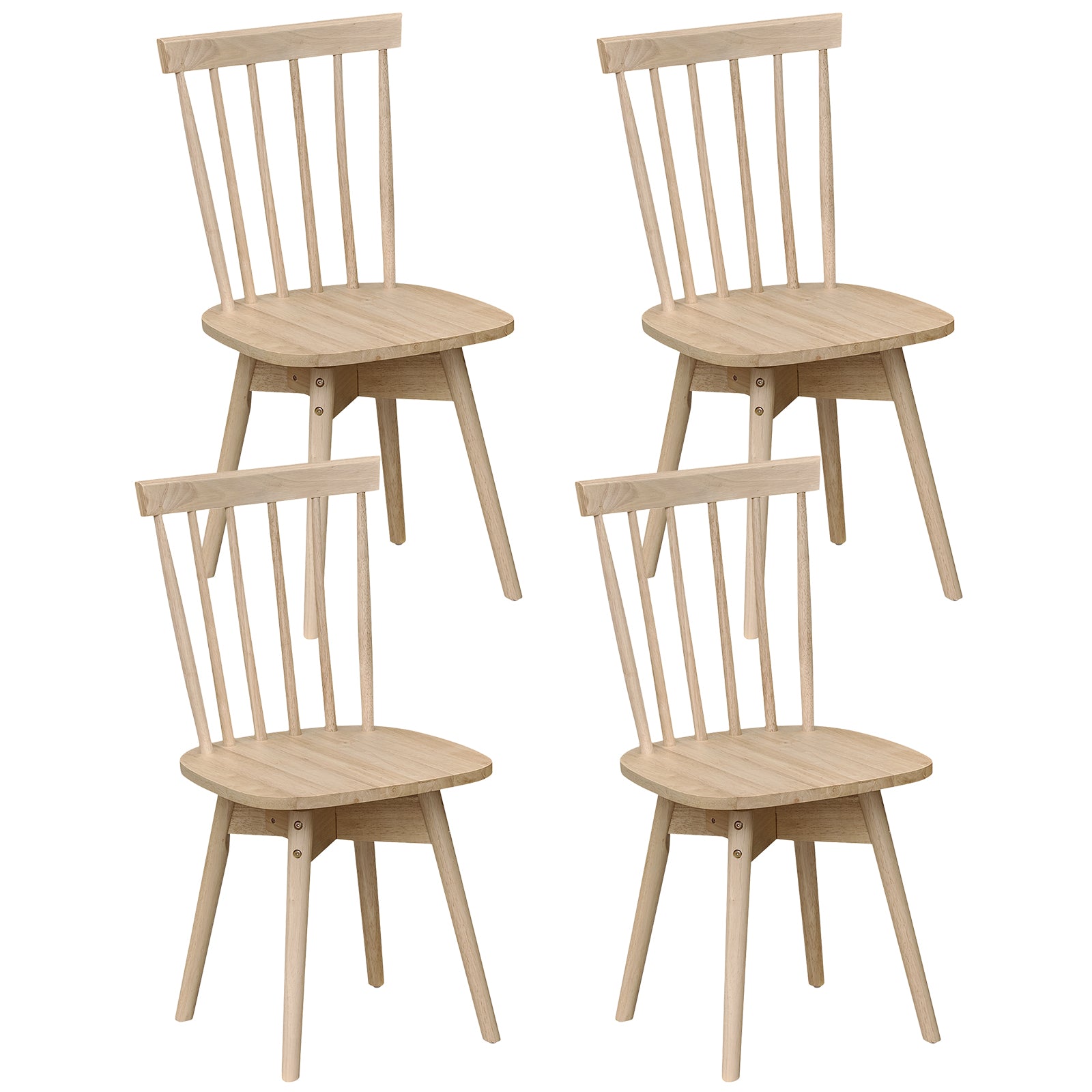 Mid Century Rubber Wood Dining Chairs, Set of 4, Swivel Seat, Natural Dining Chairs Natural at Gallery Canada