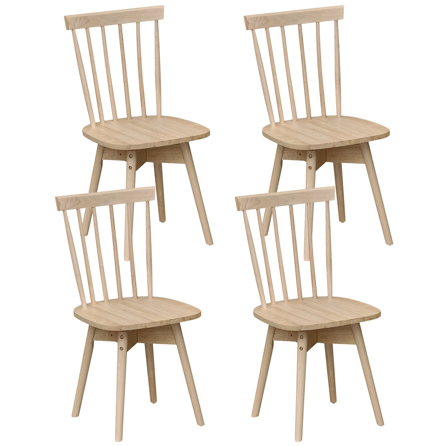 Mid Century Rubber Wood Dining Chairs, Set of 4, Swivel Seat, Natural Dining Chairs Natural at Gallery Canada