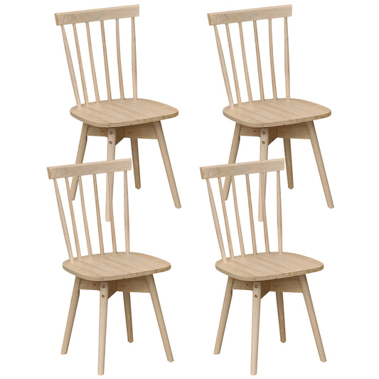 Mid Century Rubber Wood Dining Chairs, Set of 4, Swivel Seat, Natural Dining Chairs Natural at Gallery Canada
