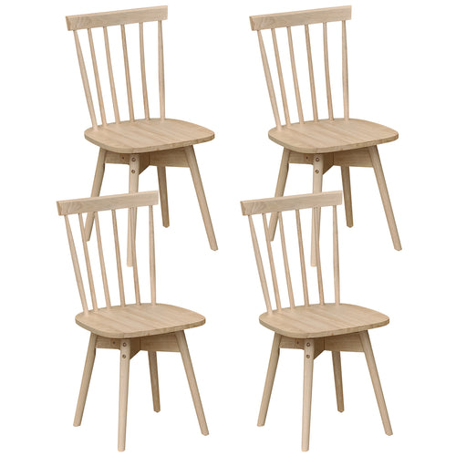 Mid Century Rubber Wood Dining Chairs, Set of 4, Swivel Seat, Natural
