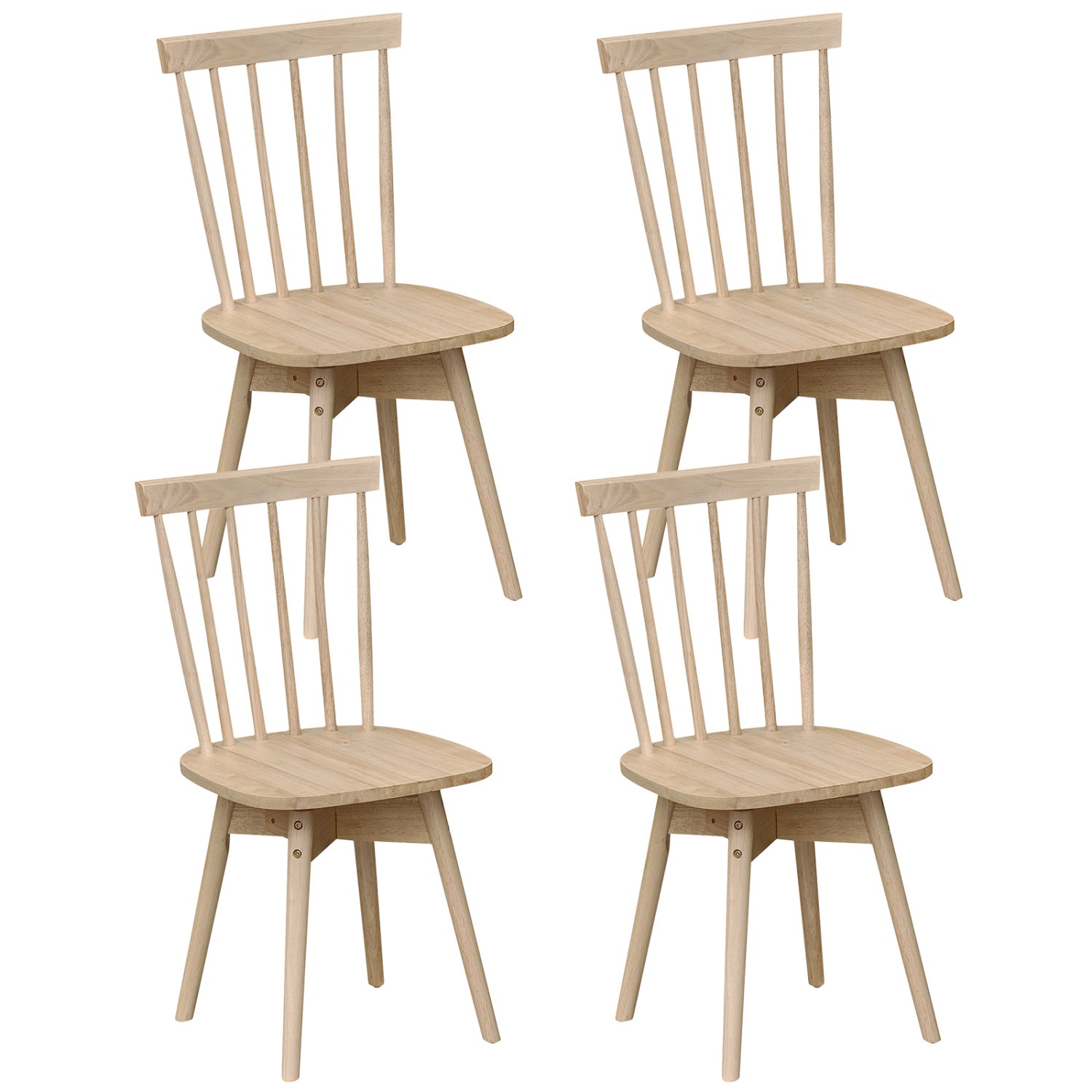 Mid Century Rubber Wood Dining Chairs, Set of 4, Swivel Seat, Natural Dining Chairs at Gallery Canada