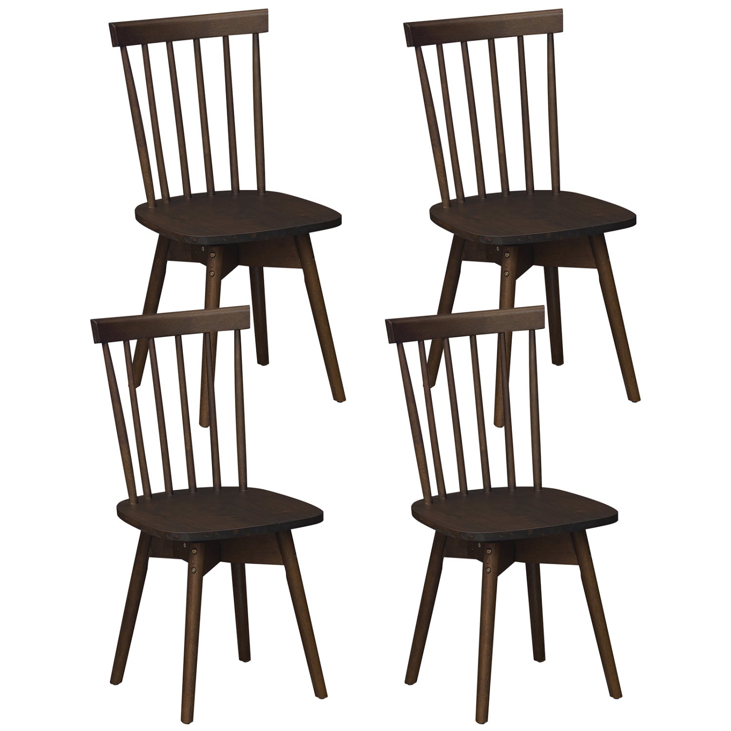 Rubber Wood Dining Chairs, Set of 4, Swivel Seat, Walnut Dining Chairs at Gallery Canada