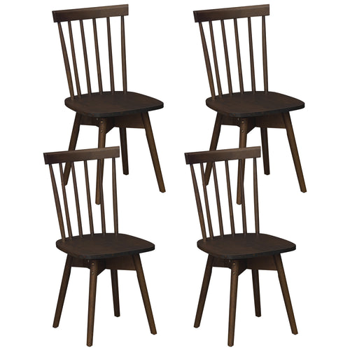 Rubber Wood Dining Chairs, Set of 4, Swivel Seat, Walnut