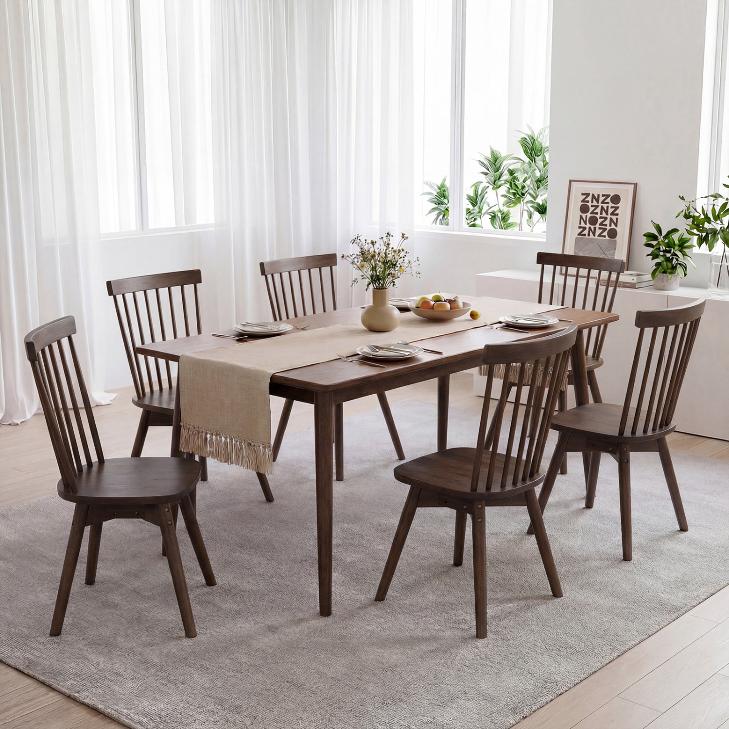 Rubber Wood Dining Chairs, Set of 4, Swivel Seat, Walnut Dining Chairs at Gallery Canada