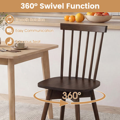 Rubber Wood Dining Chairs, Set of 4, Swivel Seat, Walnut Dining Chairs at Gallery Canada