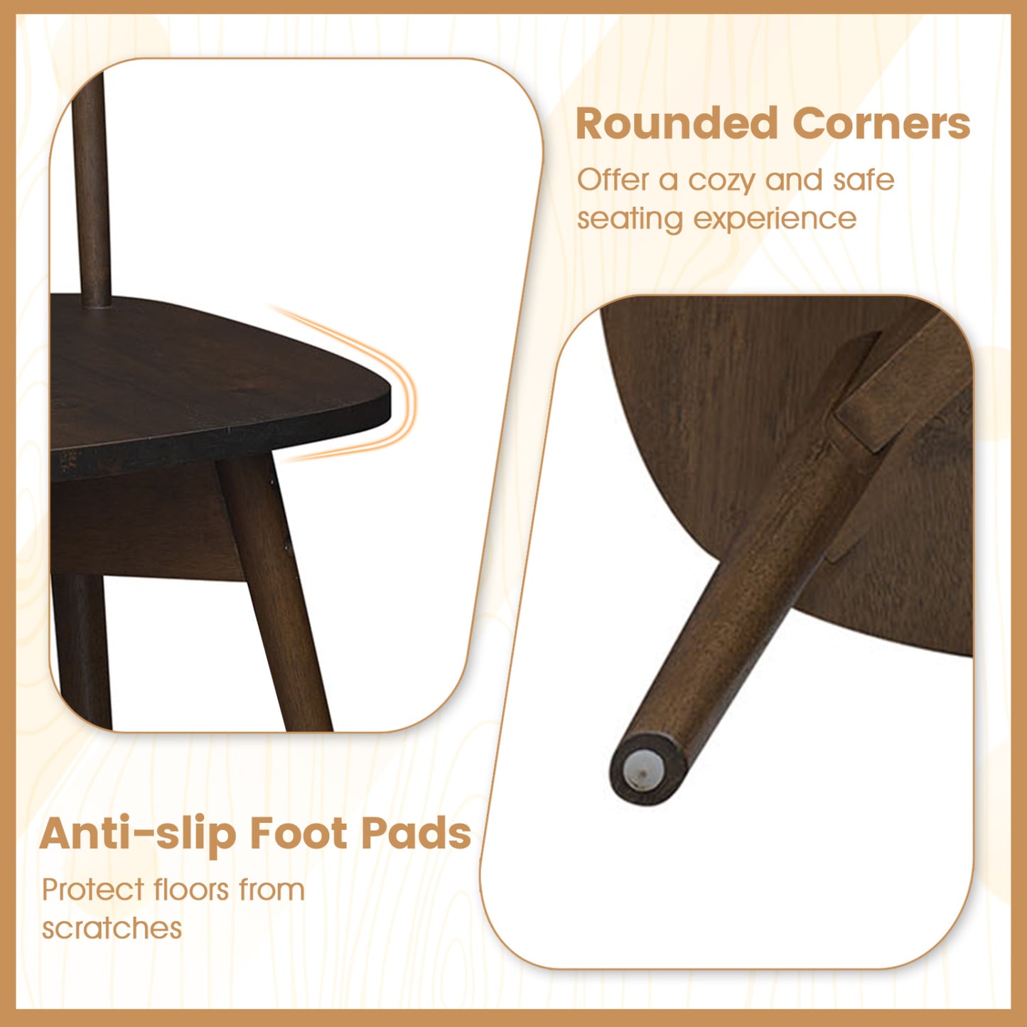 Rubber Wood Dining Chairs, Set of 4, Swivel Seat, Walnut Dining Chairs at Gallery Canada