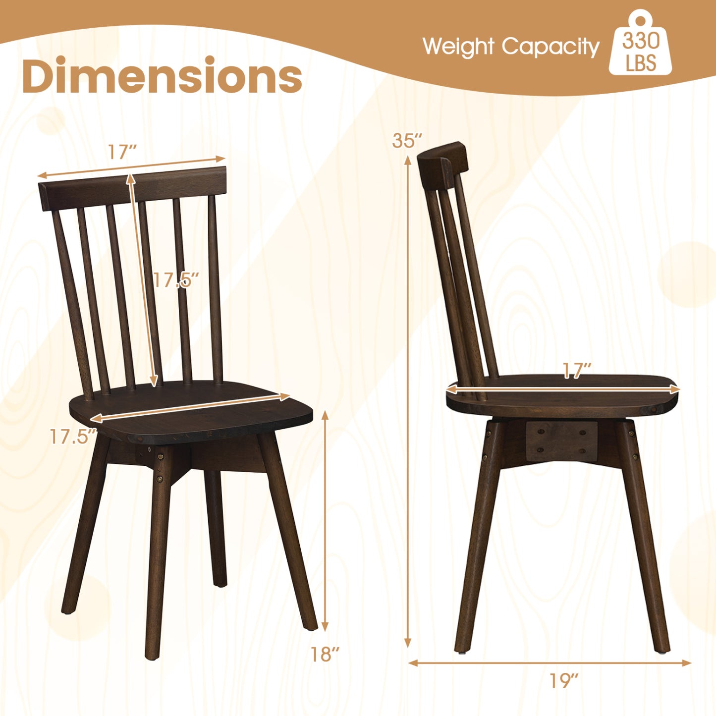 Rubber Wood Dining Chairs, Set of 4, Swivel Seat, Walnut Dining Chairs at Gallery Canada