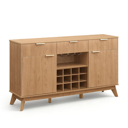 Armoire bar à vin, 2 portes, 3 porte-verres, naturel