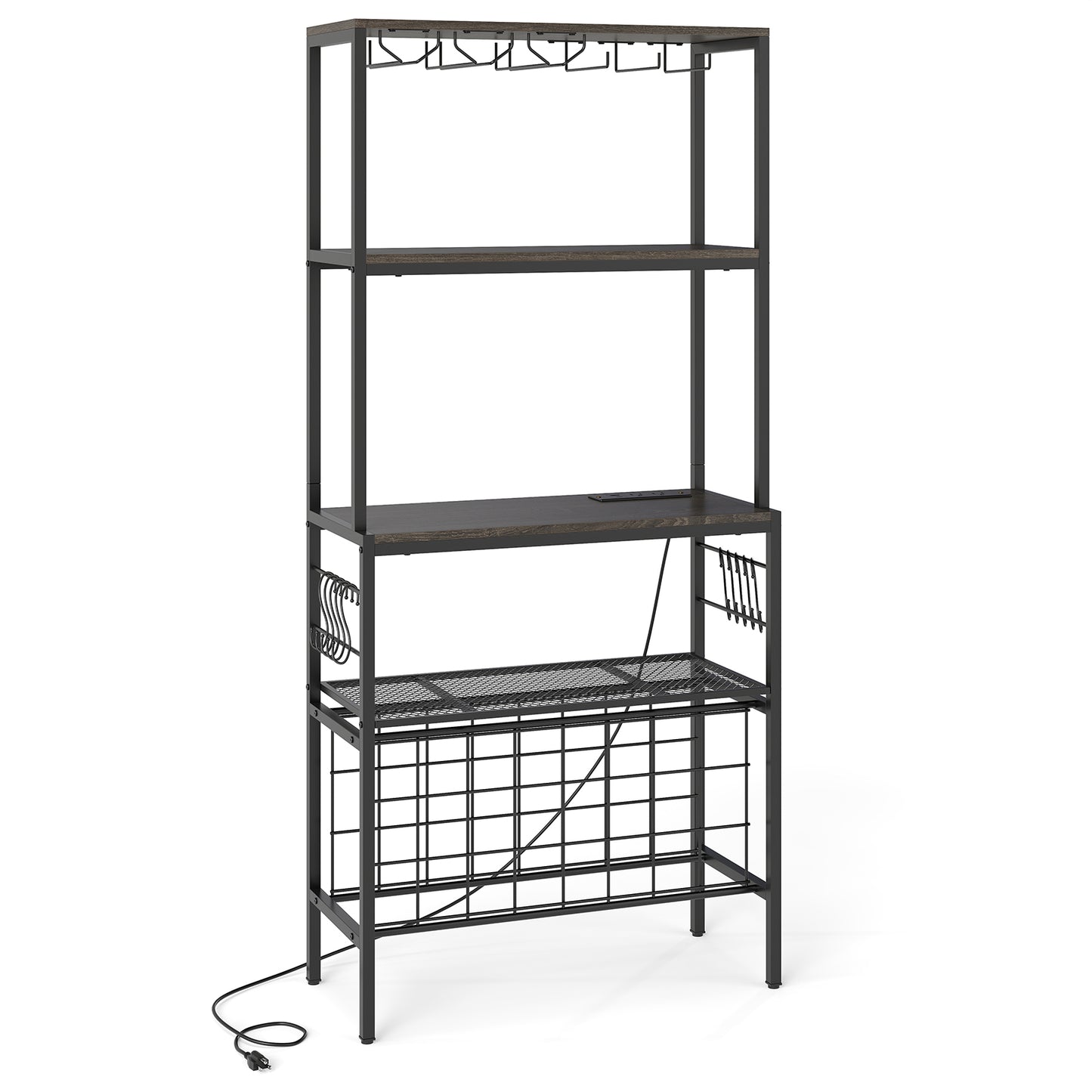 Wine Organizer with Power Outlet and Bottle Holders, Gray Wine Racks at Gallery Canada