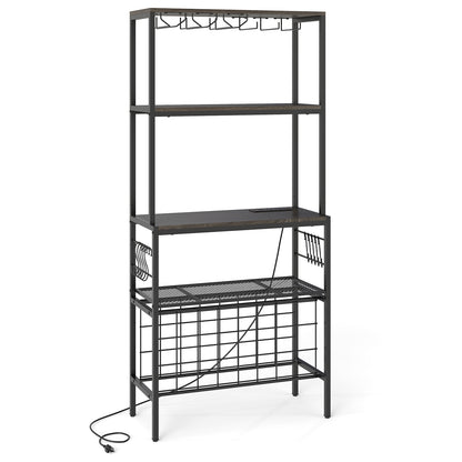 Wine Organizer with Power Outlet and Bottle Holders, Gray Wine Racks at Gallery Canada