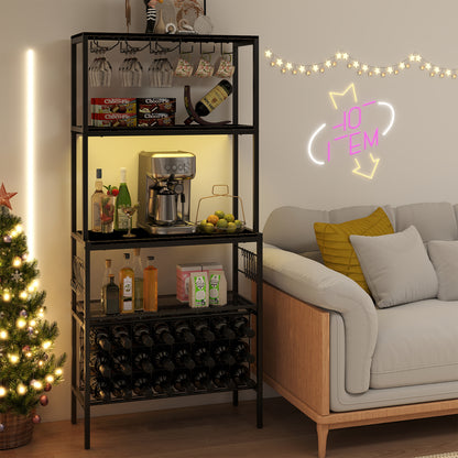 Wine Organizer with Power Outlet and Bottle Holders, Gray Wine Racks at Gallery Canada