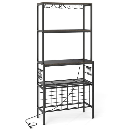 Wine Organizer With Power Outlet, Bottle Holders, Gray Wine Racks Gray at Gallery Canada