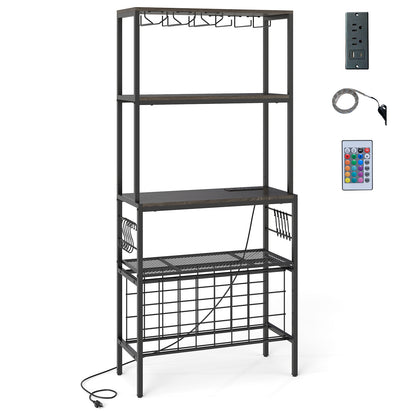 Wine Organizer With Power Outlet, Bottle Holders, Gray Wine Racks at Gallery Canada