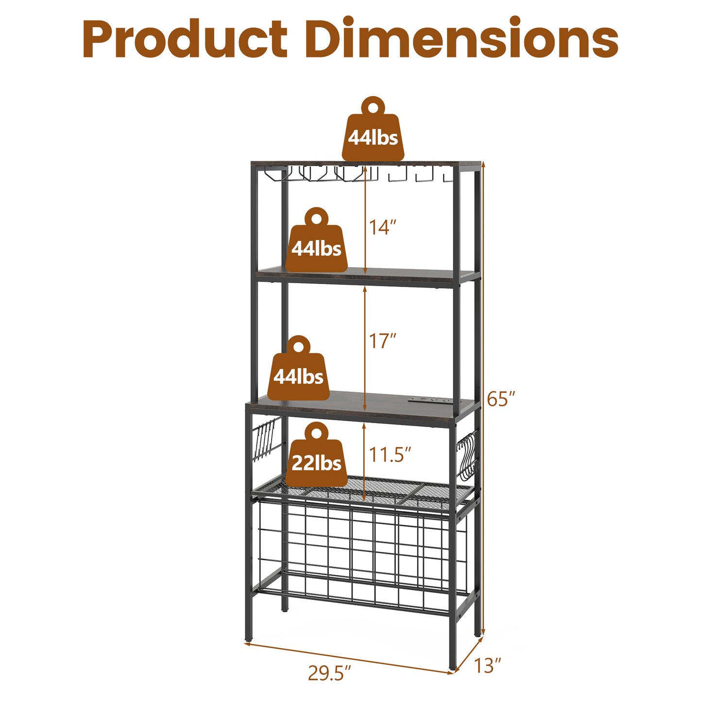 Wine Organizer With Power Outlet, Bottle Holders, Gray Wine Racks at Gallery Canada