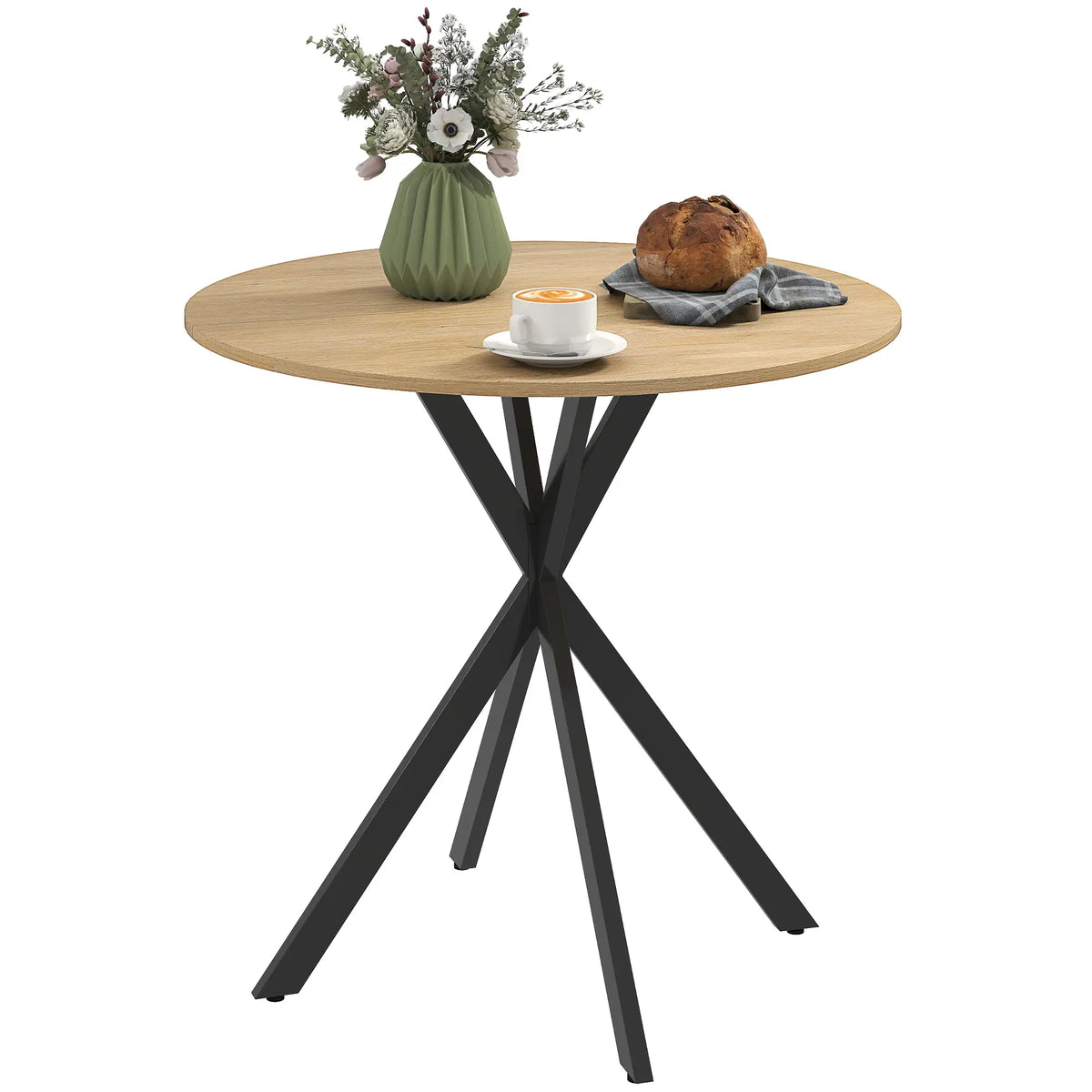 31.5" Industrial Round Dining Table, White Oak Dining Tables White Oak, Black at Gallery Canada