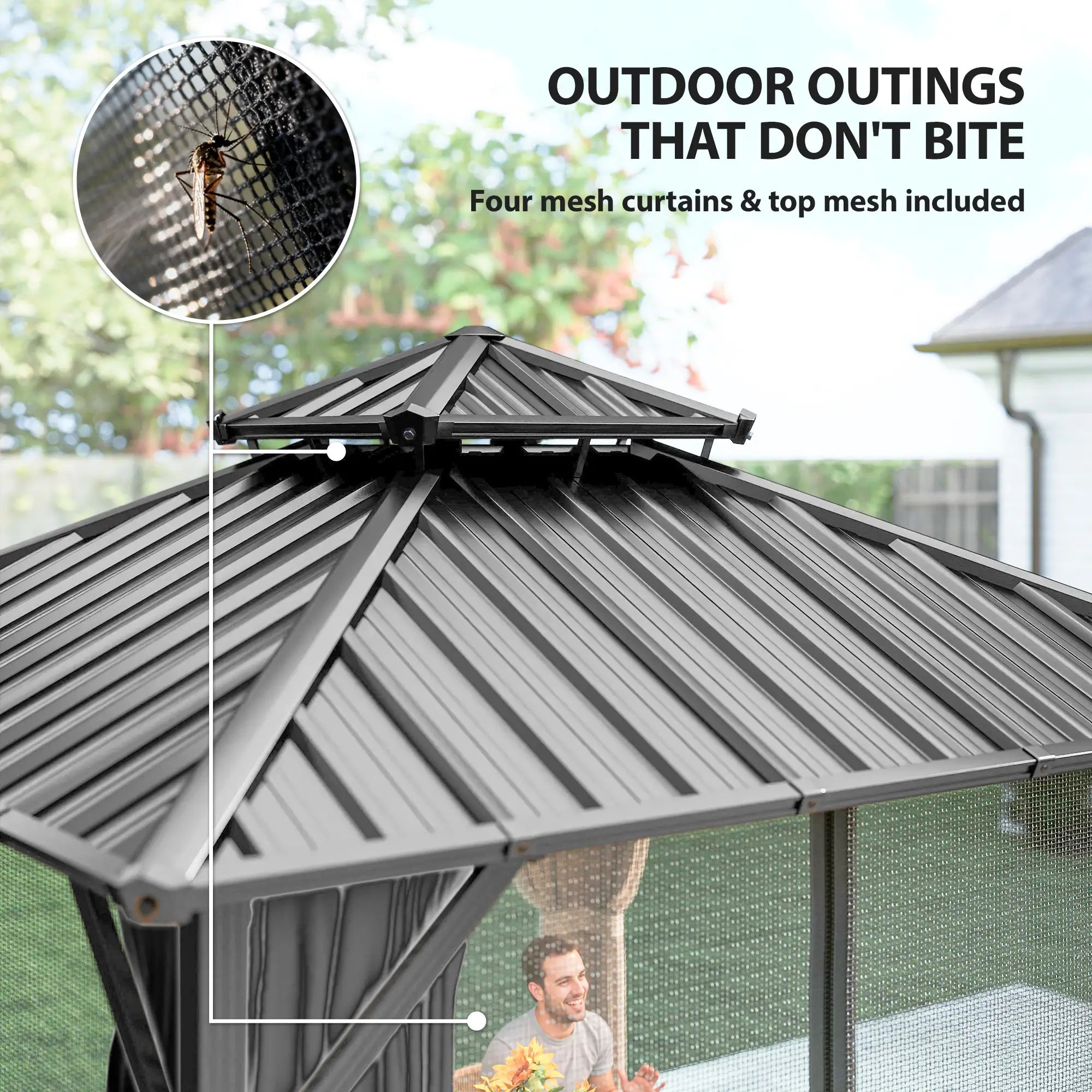 10' x 10' Hardtop Gazebo, Aluminium Frame, Galvanized Steel Roof, Dark Grey Gazebos at Gallery Canada