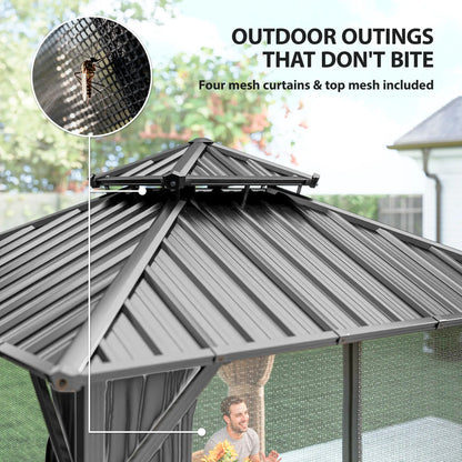10' x 10' Hardtop Gazebo, Aluminium Frame, Galvanized Steel Roof, Dark Grey Gazebos at Gallery Canada