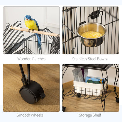 57 Inch Bird Cage for Cockatiel, Conure, Rolling Stand, Pull Out Tray Bird Cages at Gallery Canada