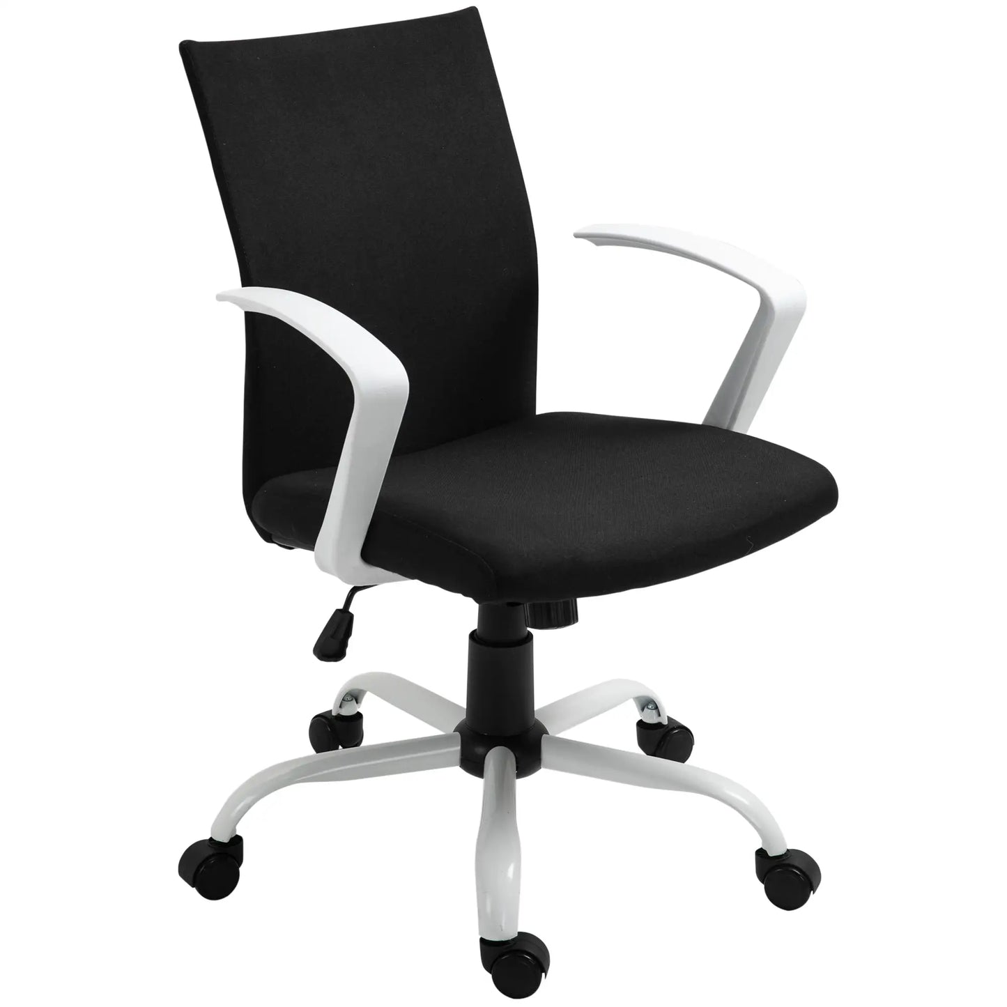 Linen Mid Back Office Chair, Tilt Swivel Computer Chair, Black Office Chairs at Gallery Canada