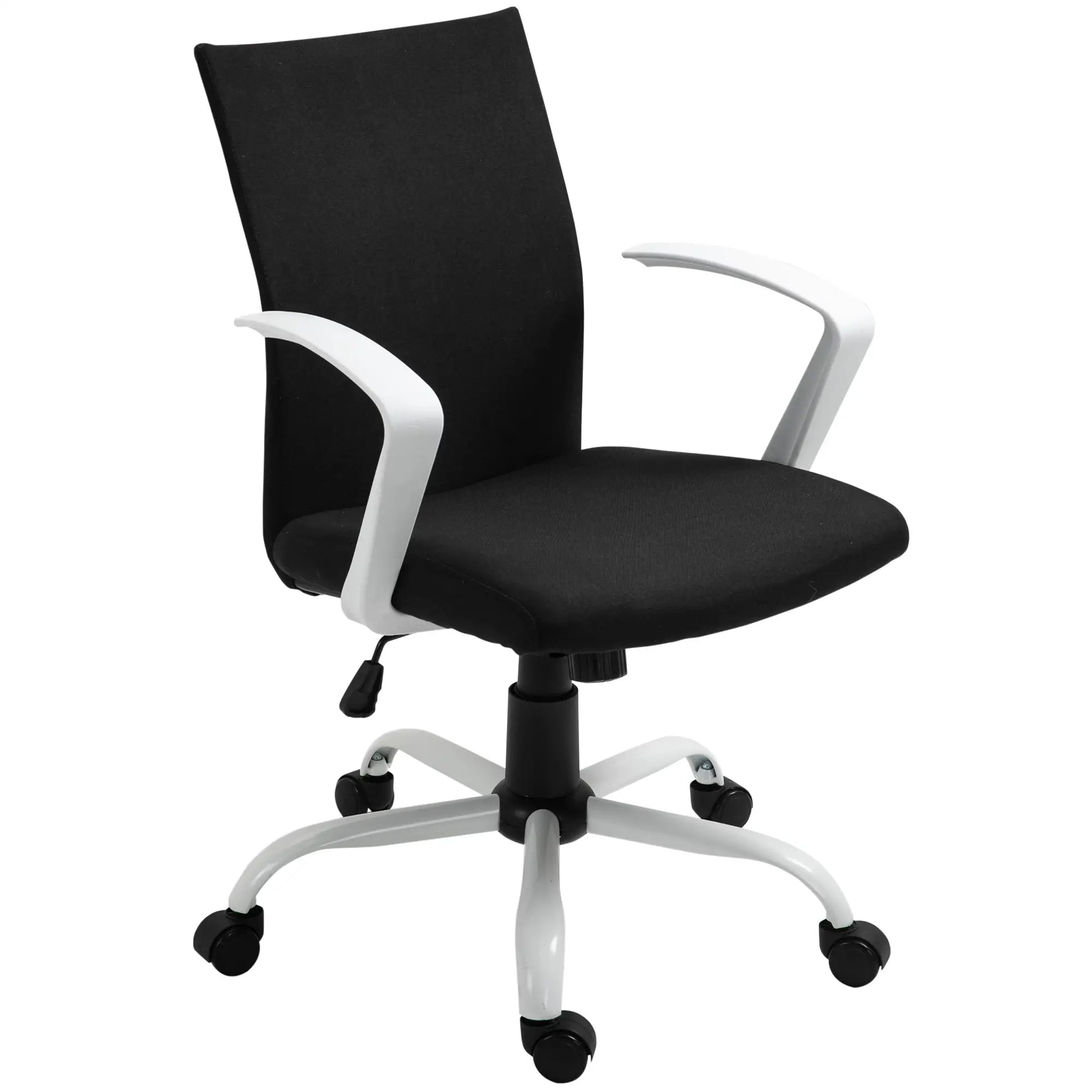 Linen Mid Back Office Chair, Tilt Swivel Computer Chair, Black Office Chairs at Gallery Canada