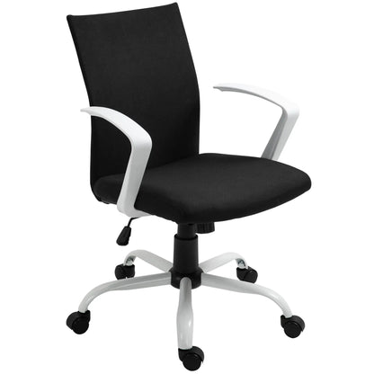 Linen Mid Back Office Chair, Tilt Swivel Computer Chair, Black Office Chairs at Gallery Canada