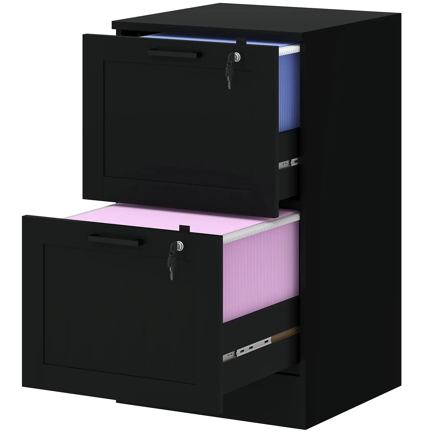 2 Drawer Filing Cabinet with Lock, Office Storage, Black Office Cabinets & Cupboards Black at Gallery Canada