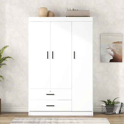 Modern Wardrobe, 2 Drawers, MDF Construction, 41.5" L x 18.5" W x 68" H, White Clothing Storage at Gallery Canada