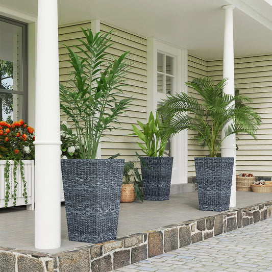 Set of 3 Tall Plant Stand, Outdoor Indoor Flower Pot, Mixed Grey, Grey Garden Accessories Mixed Grey at Gallery Canada