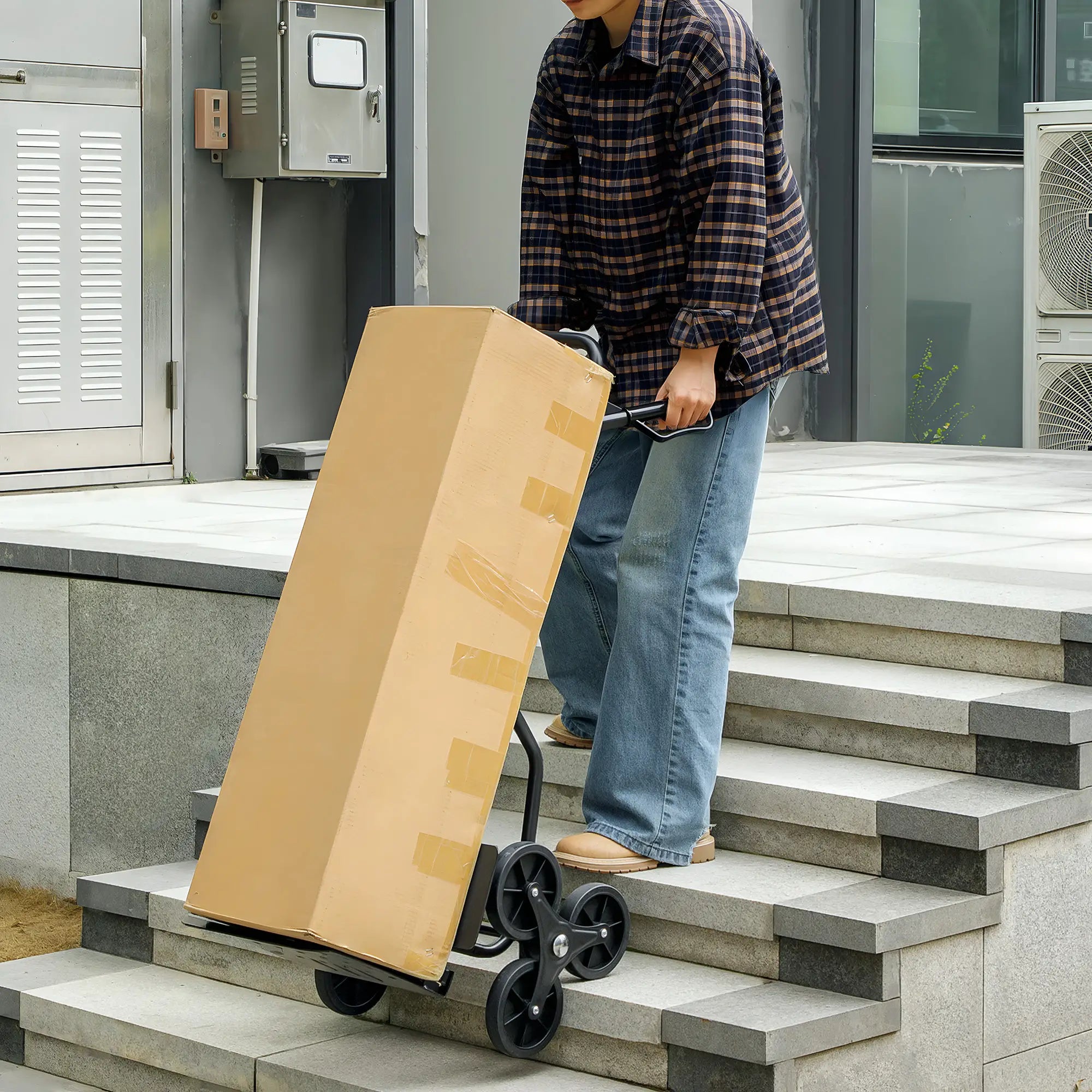 6-Wheels Stair Climber Cart, Foldable Steel, 264lbs, Black Folding Hand Trucks at Gallery Canada