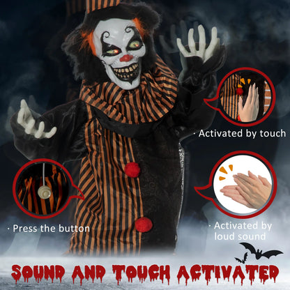 5.6' Life Size Clown Halloween Decoration, Animatronic with Light Up Eyes Halloween Decorations at Gallery Canada
