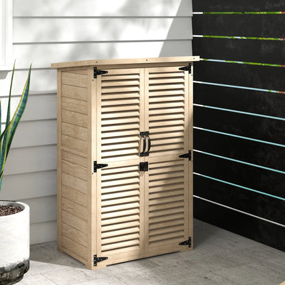 Wooden Garden Shed, 30" x 20" x 47", Waterproof Asphalt Roof, Shelves, Natural