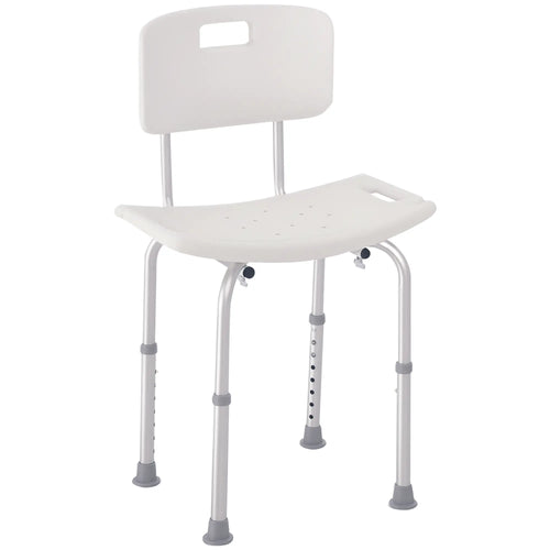 Adjustable Height Bath Chair, Non-Slip Shower Stool, White